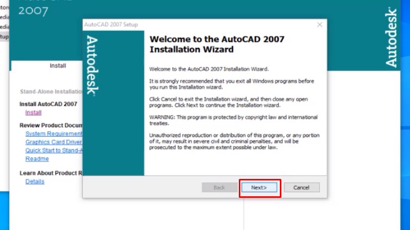 Tải AutoCAD 2007: Hướng Dẫn Cài Máy Cấu Hình Thấp 15 Bấm Next