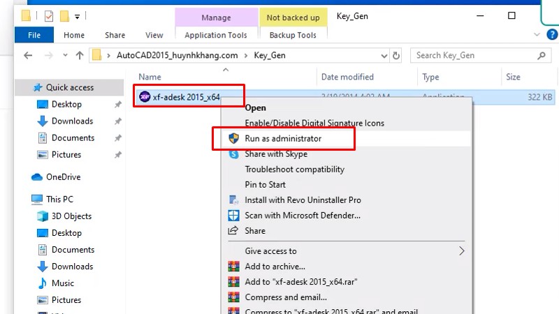 Autocad 2015: Xem video cài đặt thành công 24 Chuột phải vào file như hình và chọn Run as admin