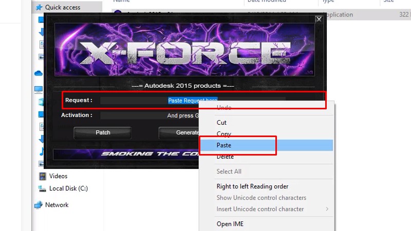 Autocad 2015: Xem video cài đặt thành công 26 Paste vào Ô Request như hình
