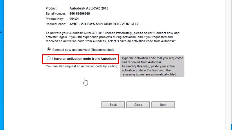 Autocad 2015: Xem video cài đặt thành công 31 Tích vào ô I have an activation...