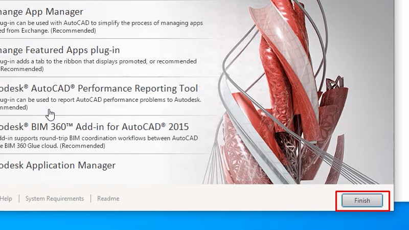 Autocad 2015: Xem video cài đặt thành công 17 Bấm Finish