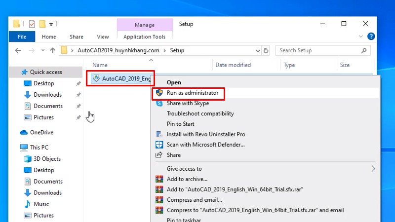Tải AutoCad 2019: Cài Đặt Thành Công Rất Dễ 11 Chuột phải vào file như hình và chọn Run as admin...