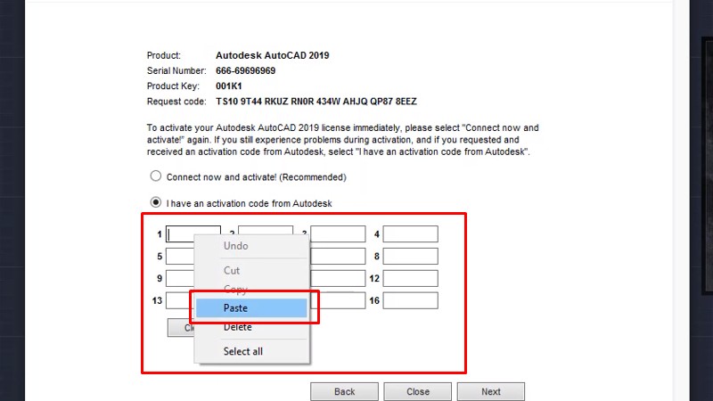 Tải AutoCad 2019: Cài Đặt Thành Công Rất Dễ 31 Paste vào ô số 1 như hình