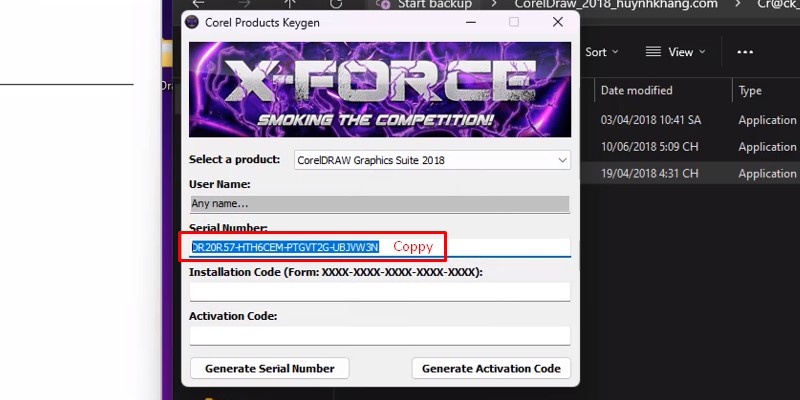 Cài Đặt CorelDRAW 2018 - Hướng Dẫn Đầy Đủ 16 Coppy dãi số Serial Number