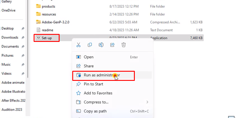 Lightroom 2023 Tải - Cài đặt Và Kích hoạt 11 chuột phải file setup và chọn run as admin
