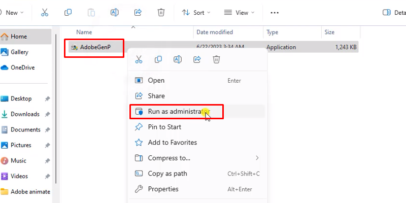 Lightroom 2023 Tải - Cài đặt Và Kích hoạt 16 chuột phải file AdobeGenP và chọn Run as admin