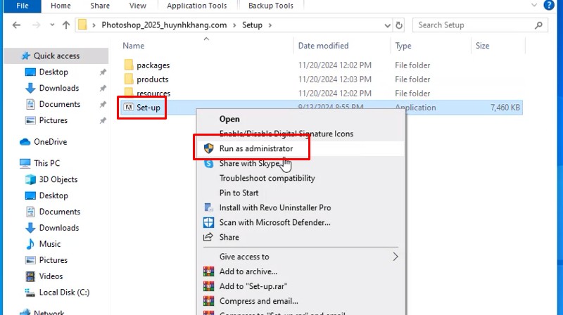 Adobe Photoshop 2025 Tải Về Dễ Dàng 11 Chạy file Set-up bằng quyền admin