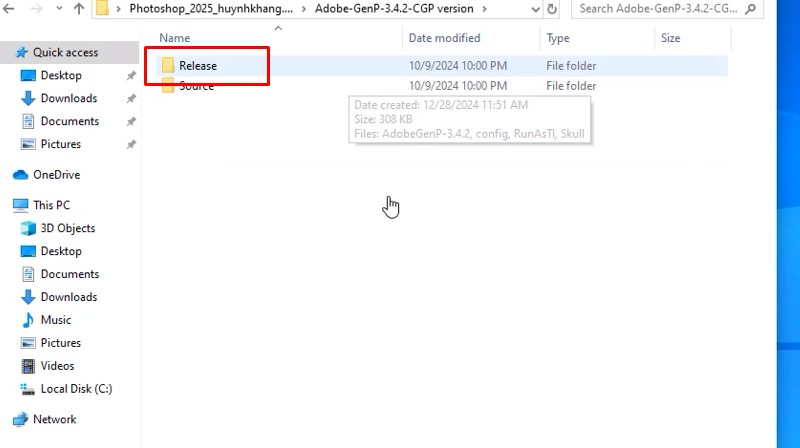 Adobe Photoshop 2025 Tải Về Dễ Dàng 16 Vào thư mục Release